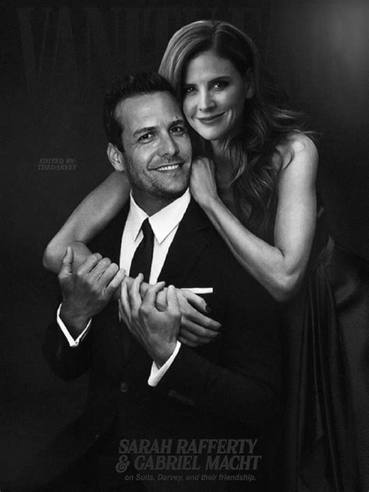 Actors Gabriel Macht, Sarah Rafferty, Rick Hoffman and Meghan Markle attend the 2015 NBC New York Summer Press Day at Four Seasons Hotel New York o...