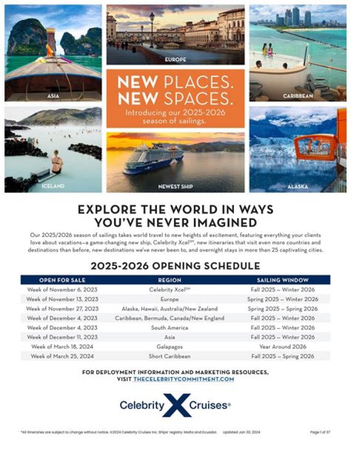 Celebrity Summit Itineraries in 2024 & 2025