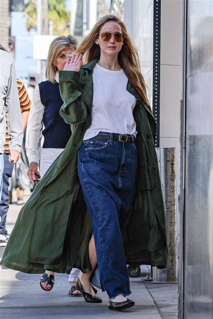 Jennifer Lawrence in a casual wear on street.