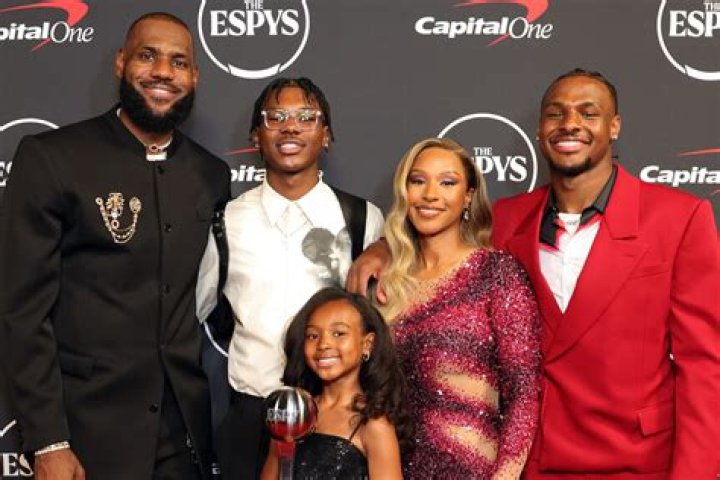 LeBron James with his wife and Children.