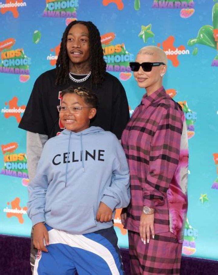 (L-R) Wiz Khalifa, Sebastian Taylor Thomaz, and Amber Rose attend the 2023 Nickelodeon Kids' Choice Awards at Microsoft Theater on March 04, 2023 i...