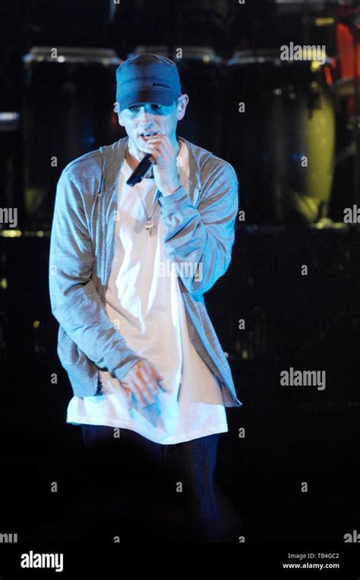 Rapper Eminem performs 'Not Afraid' at the 2010 BET Awards in Los Angeles June 27, 2010. REUTERS/Mario Anzuoni (UNITED STATES - Tags: ENTERTAINMENT)