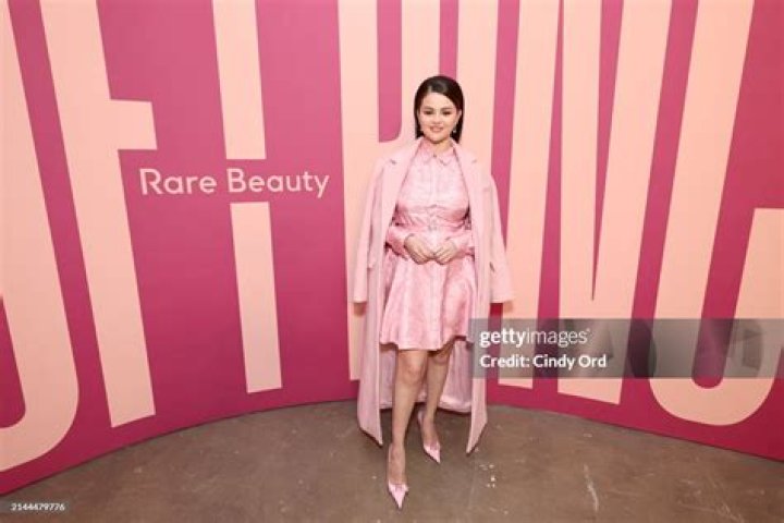 Selena Gomez celebrates the launch of Rare Beauty's Soft Pinch Tinted Lip Oil Collection on March 29, 2023 in New York City.