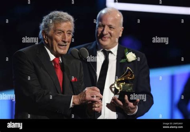 Tony Bennett (left) and Dae Bennett, winners of Grammy Award for Best Traditional Pop Vocal Album for 'Tony Bennett Celebrates 90.'