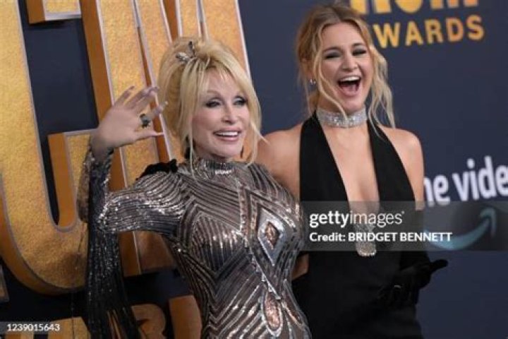 US singer and songwriter Dolly Parton arrives for the 57th Academy of Country Music awards at the Allegiant stadium in Las Vegas, Nevada on March 7...
