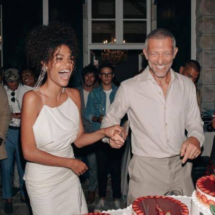 Vincent Cassel with his present wife Tina Kunakey.