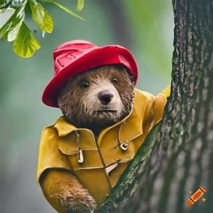 What bear wears a yellow raincoat?