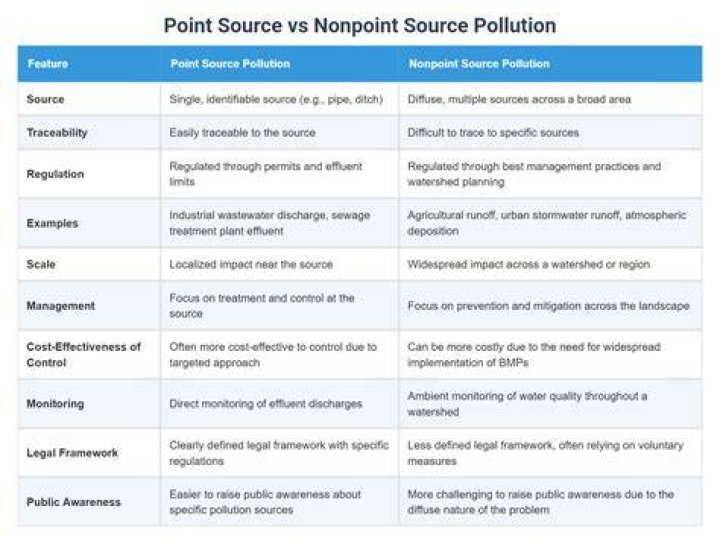 What is the difference between point source and nonpoint source pollution quizlet?