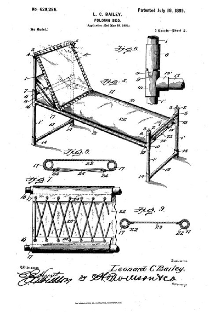 Why did Leonard C Bailey invent the folding bed?