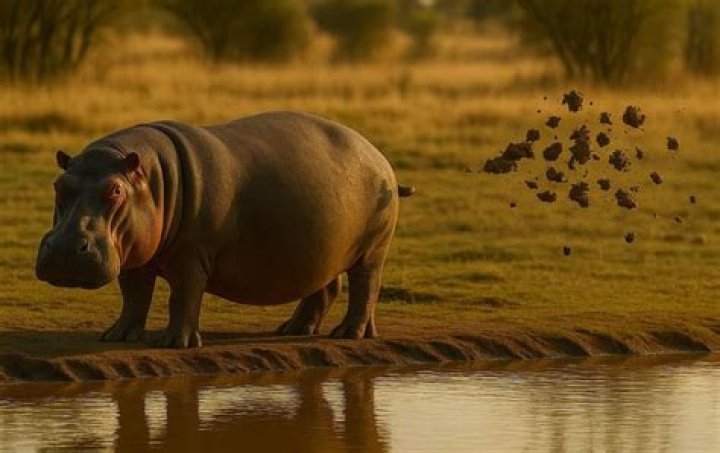 Why do hippos shake their tails when pooping?